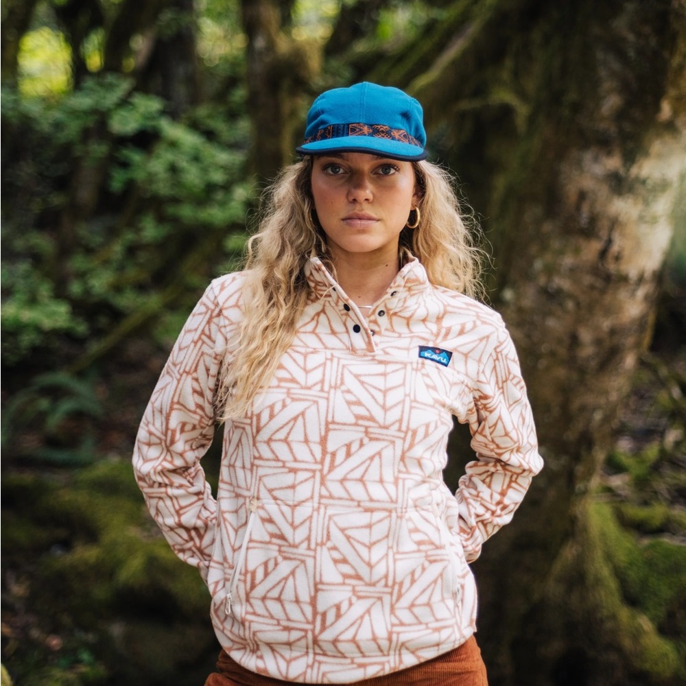 Kavu Geometric Pattern Jacket in Cream and Orange